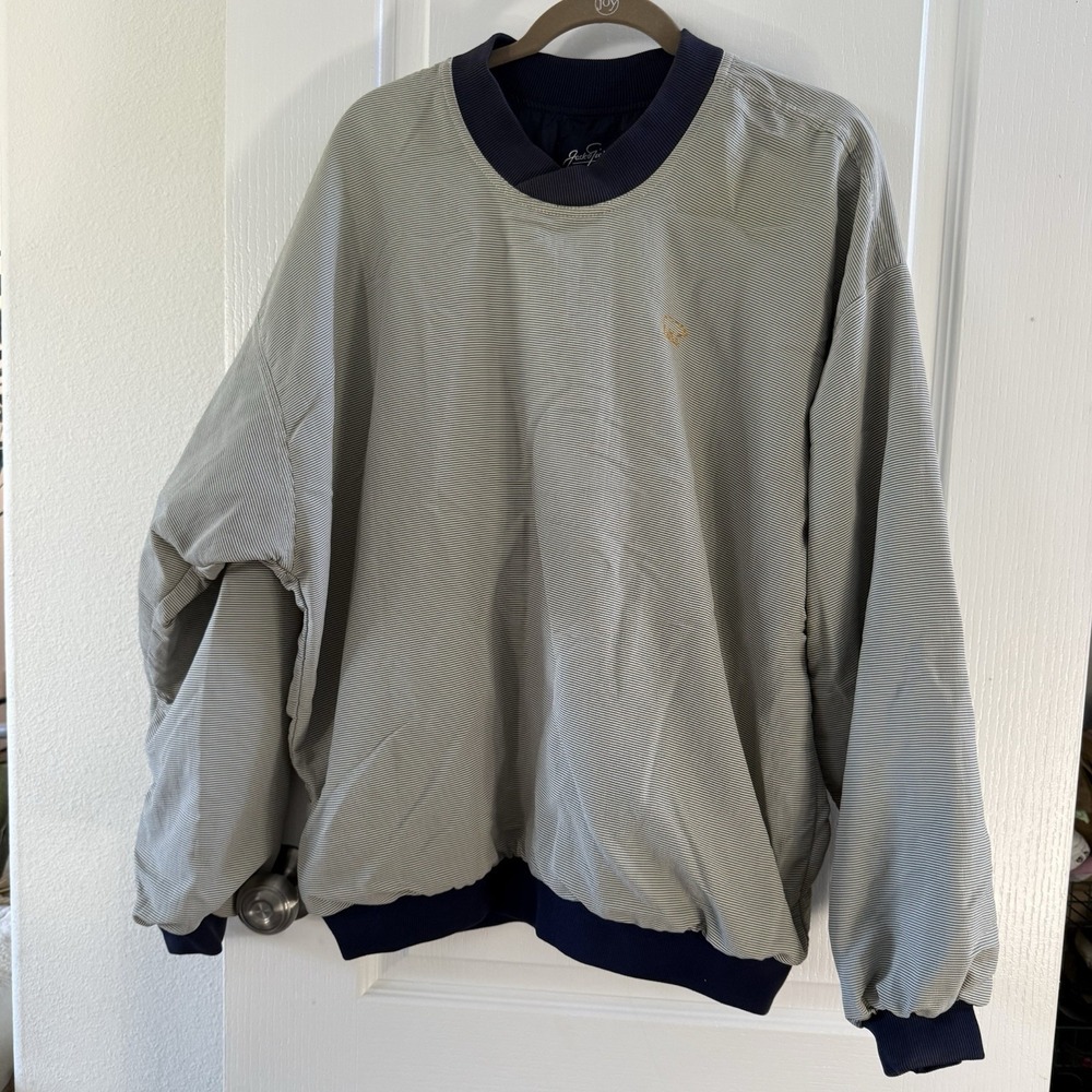 Vtg Jack Nicklaus Pull Over Striped Men's L Golden Bear Navy White‎ EUC
